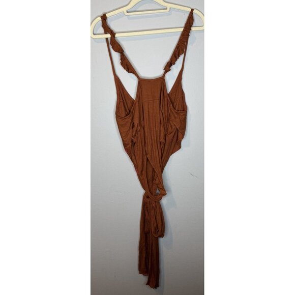 Free People Small Beaded Wrap Bodysuit Sleeveless Ribbed Boho - Picture 2 of 4